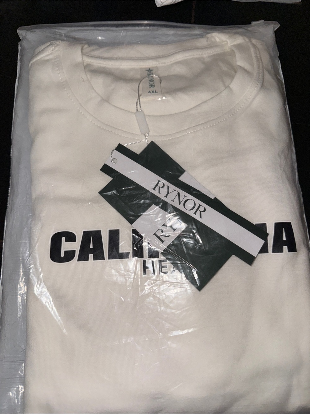 Men's White Crewneck Sweatshirt with Black 'CALIFORNIA HEART” Graphic